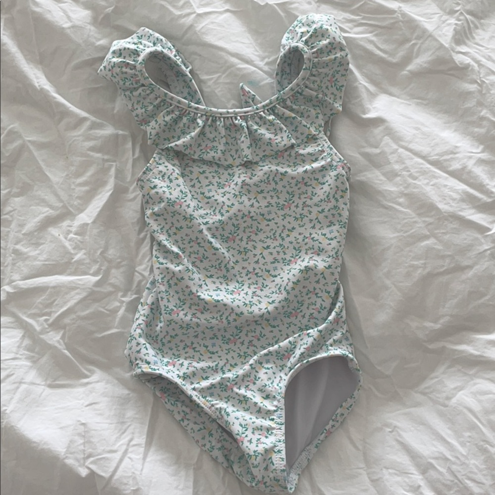 Minnow Swim girls tie knot floral one piece suit 1